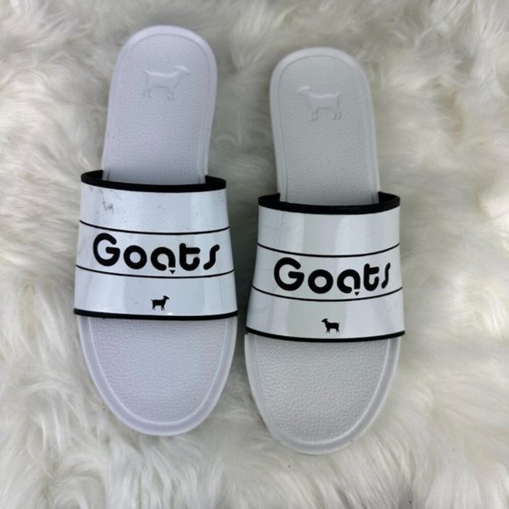 Goats The Slide K Logo Graphic Sandals in White